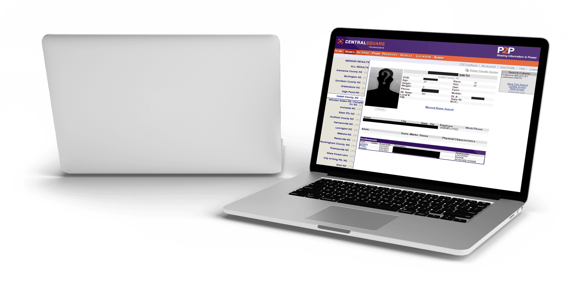 A laptop with a Police-to-Police page mockup.